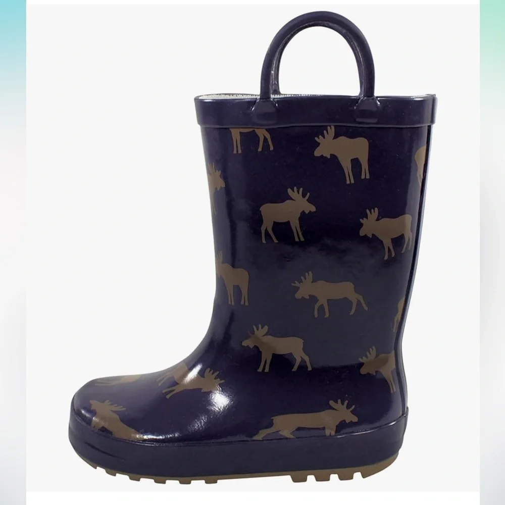 Hudson Baby Navy and Tan Kids Rain Boots